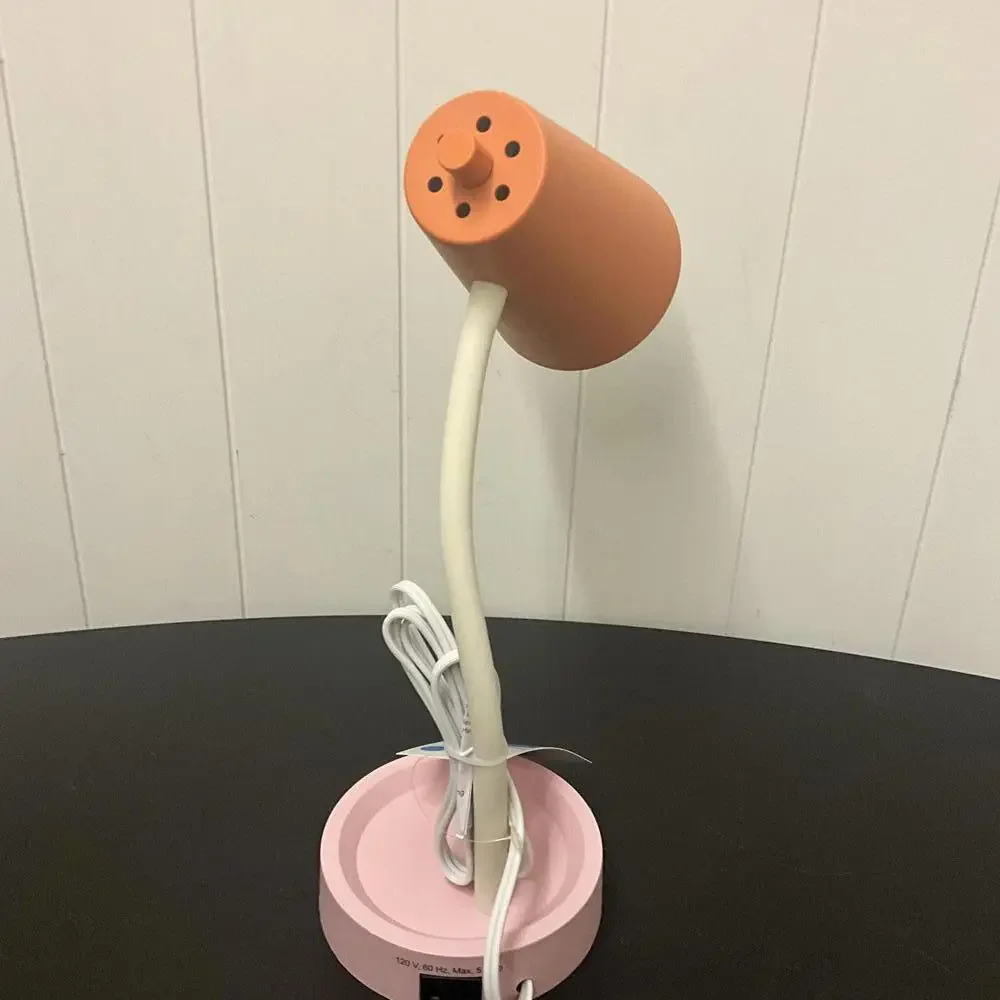 Brand New Room Essentials Pink Orange Task Table Desk Lamp With USB Outlets